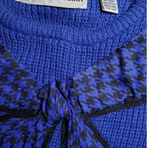 Vintage 80s Retro CHAUS Bow Sweater 2X Blue Black - Picture 4 of 12